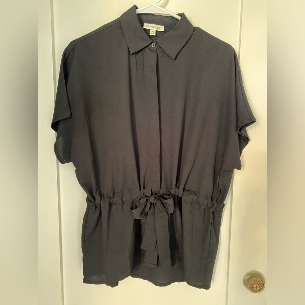 Black Prologue Shirt with Tie Waist, Size XS